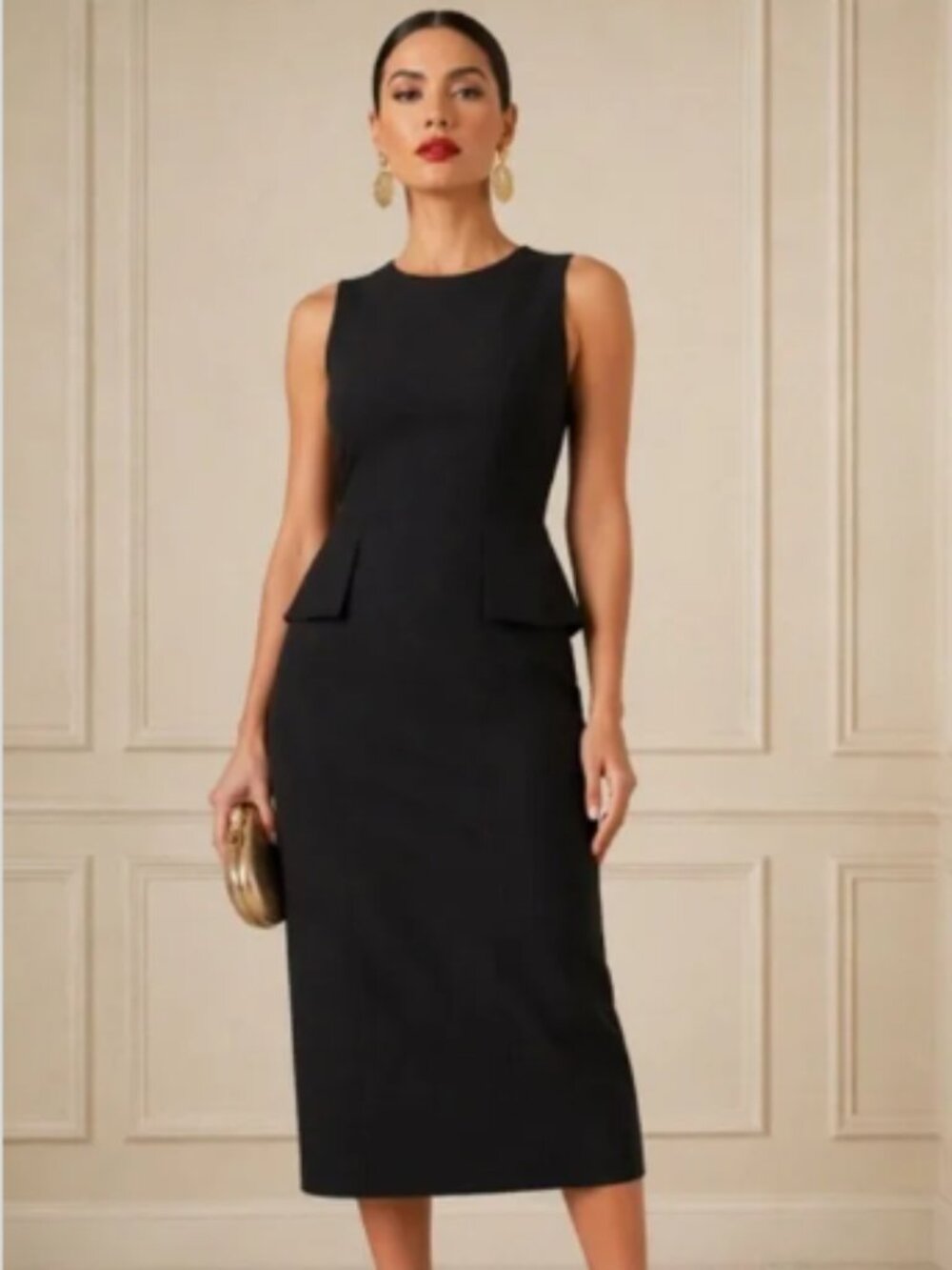 Banana Republic Peplum Midi Cocktail Dress (Black) size 0